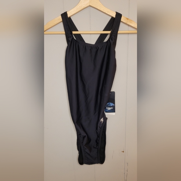 NWT Speedo Pro LT Womens One-Piece Black Swimsuit, Size 10 - Picture 1 of 6